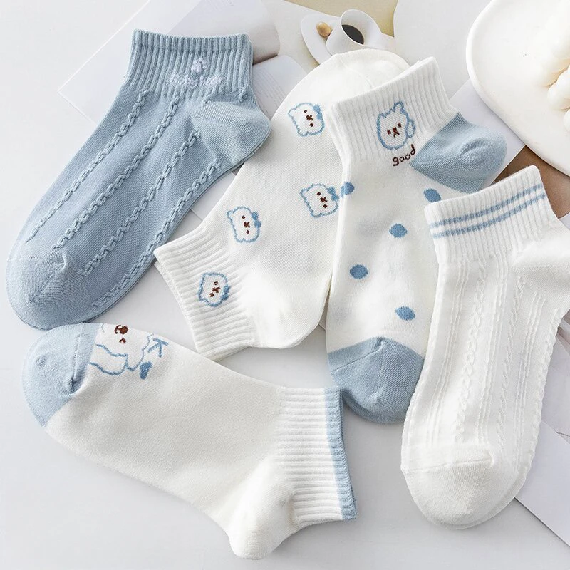 袜子女薄款春秋款夏季女士条纹透气短袜学生防臭运动船袜百搭可爱