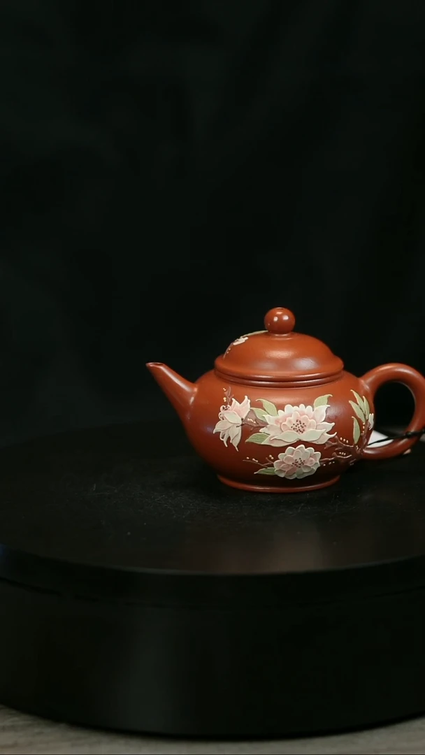 茶壶紫砂~****～H2217赵翠红牡丹堆绘水平