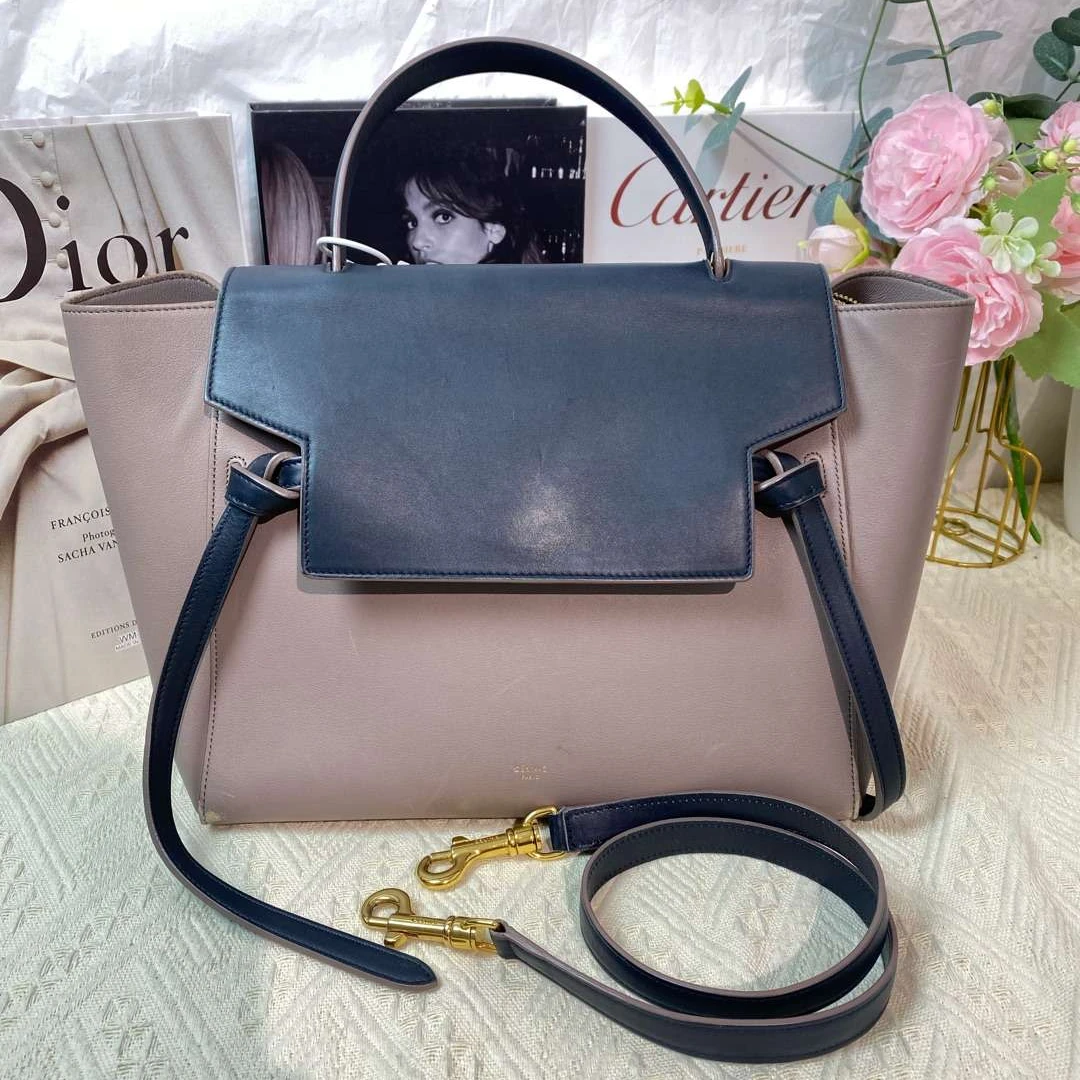 95新 Celine/思琳 赛琳鲶鱼包拼色 单肩包 12498481女包