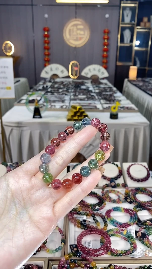 未镶嵌收藏级老矿碧玺色标净体单圈手串10mm+碧玺dan一物一证