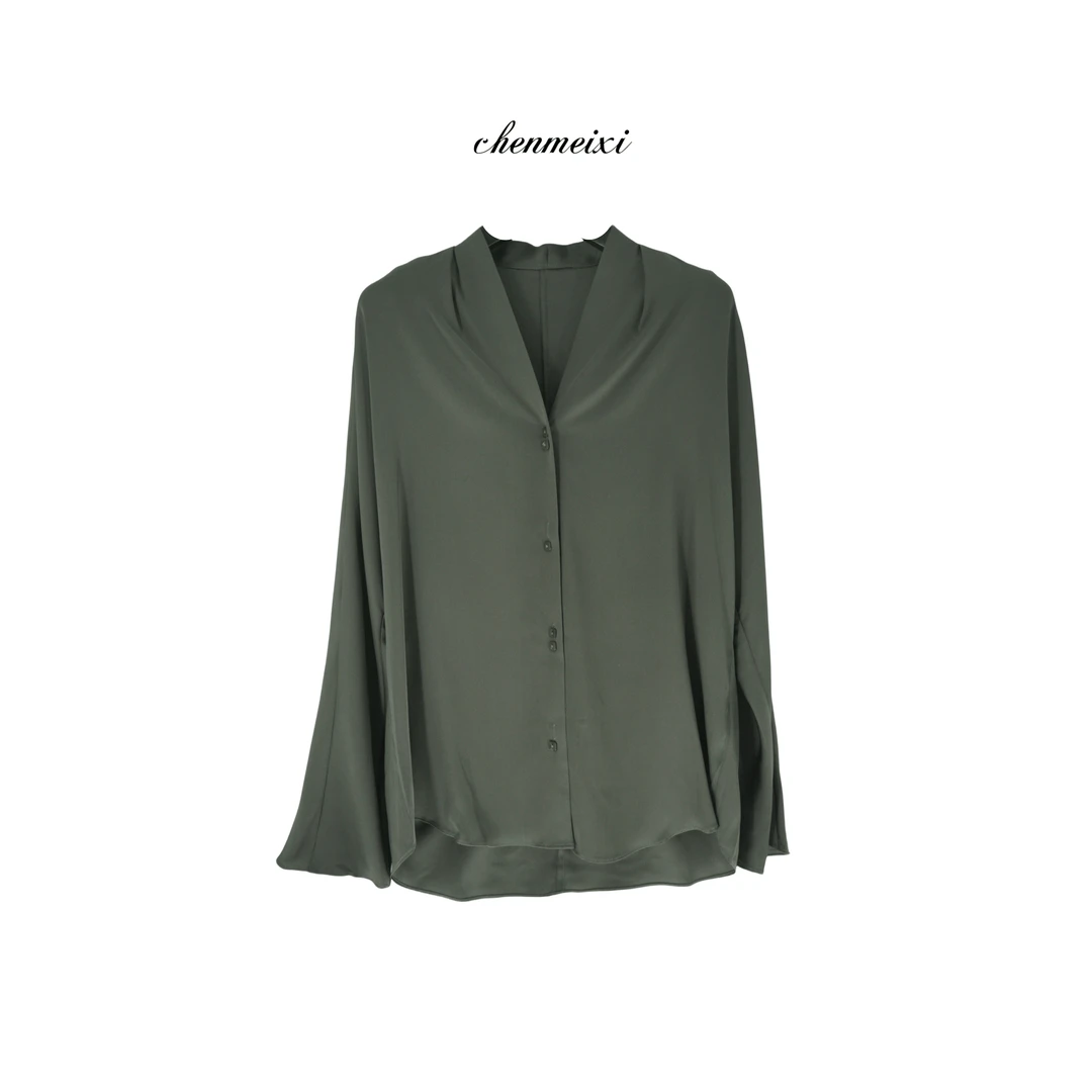 chenmeixi【VIP】极简轻奢V领真丝衬衫