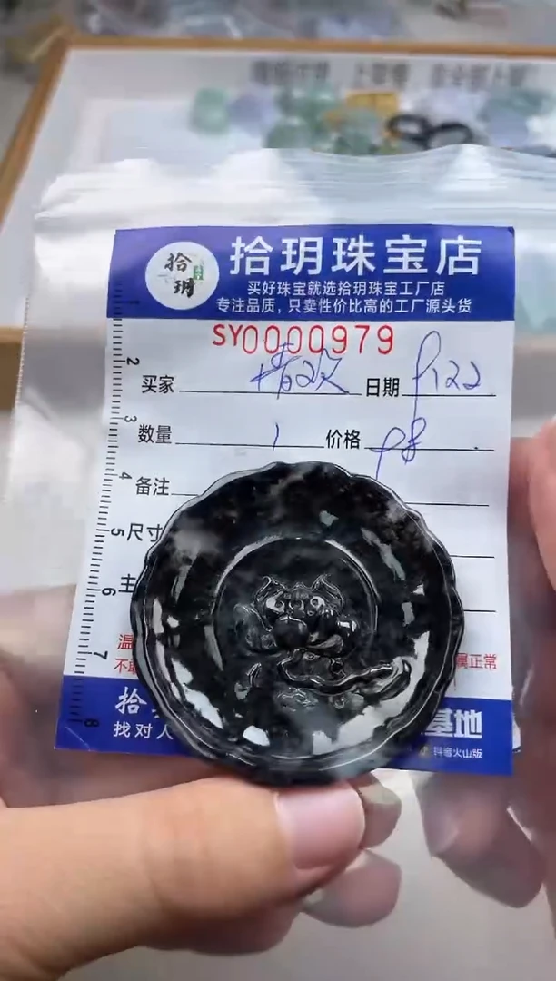 颈饰未镶嵌翡翠清*翡翠挂件乌鸡盘979