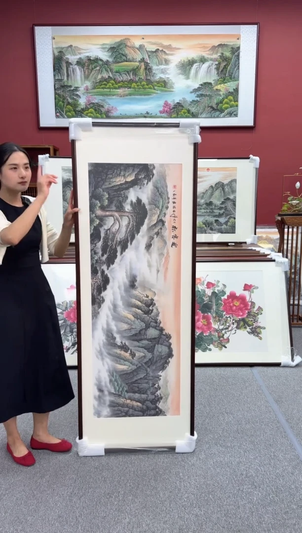 国画手绘 迎客松  172*62