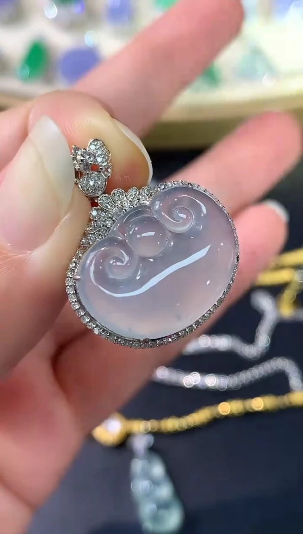 吊坠(不含链)18K金镶嵌翡翠A510|9800