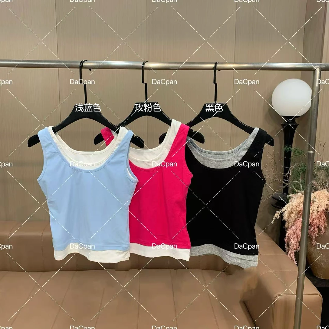 DACPAN-“吸睛时刻”撞色拼接假两件无袖上衣 2025/盼·PP 5073