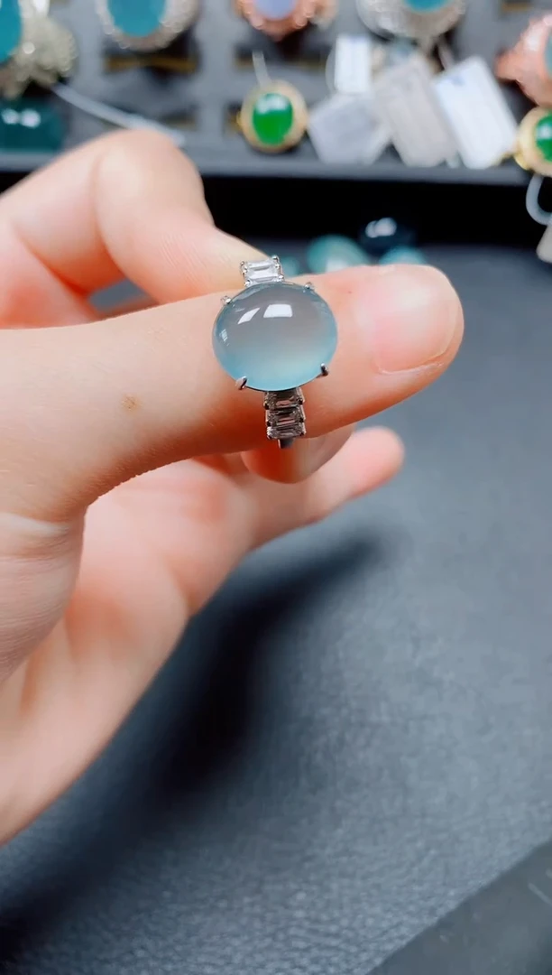 翡翠戒指银S925镶嵌翡翠