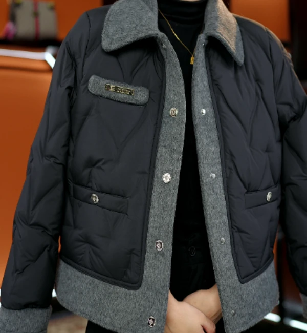 2025杭州原版正品保暖气质减龄修身羽绒服E-4592