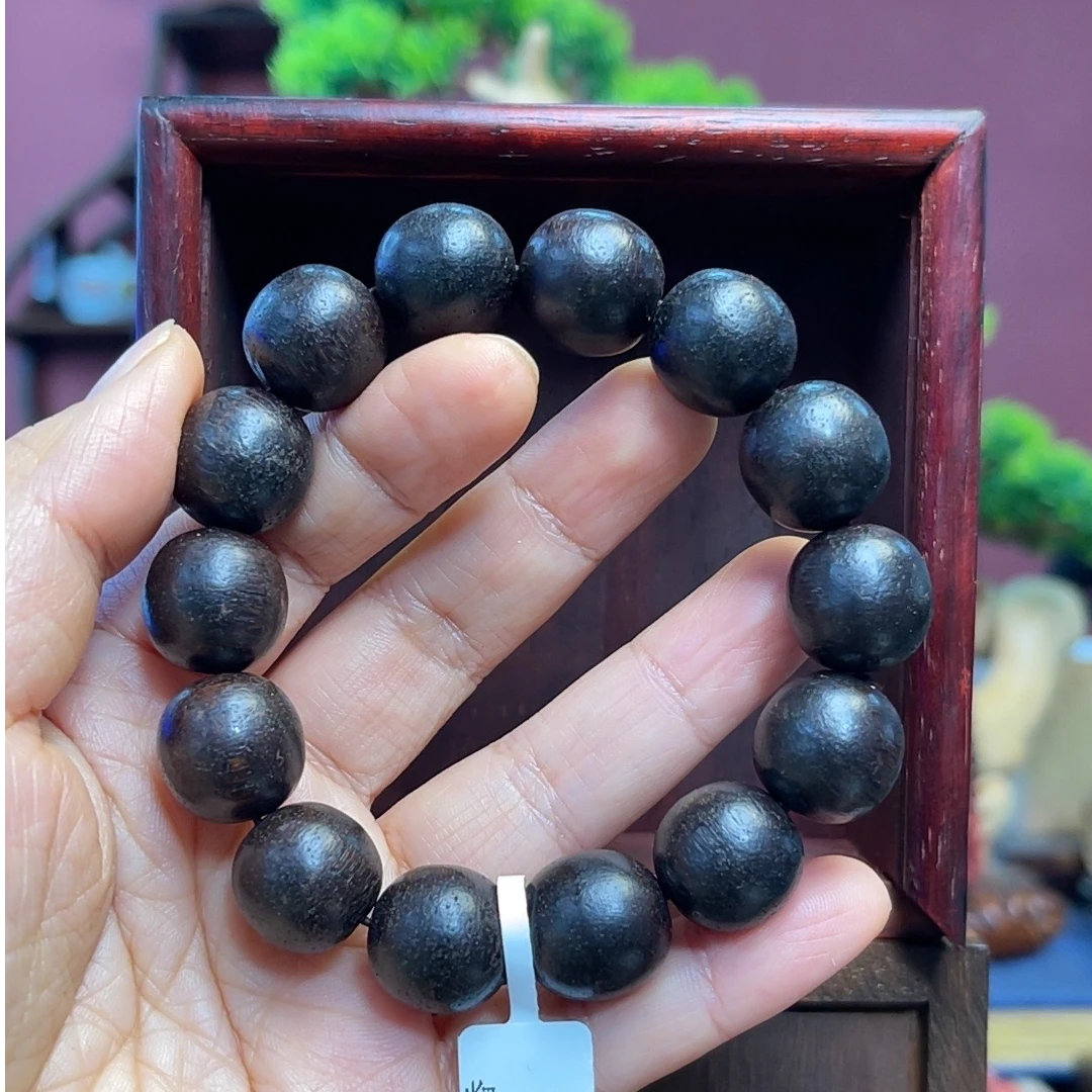 【闪购】沉香+木盒 富森红土圆珠手串16MM-065