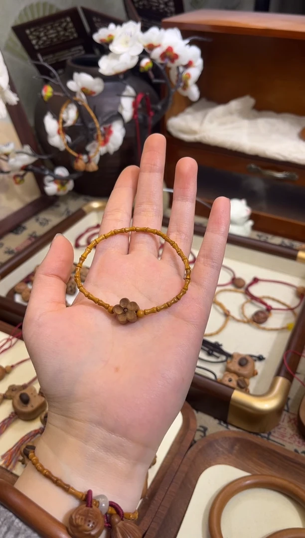 手串桃核【桃缘行】竹节「小花」桃木桃核辟、挡、驱、护 备注手围