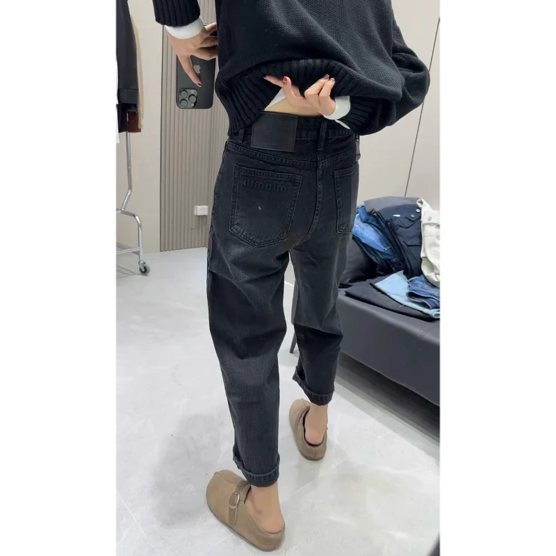2025年秋冬新款洋气时尚百搭直筒牛仔裤小个子高腰显瘦窄版法棍裤