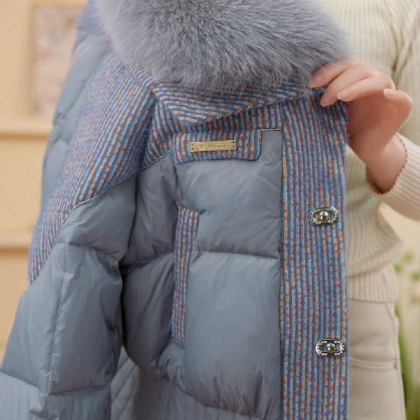 PP-2025新款莫兰迪缤纷灰高级大毛领保暖羽绒服