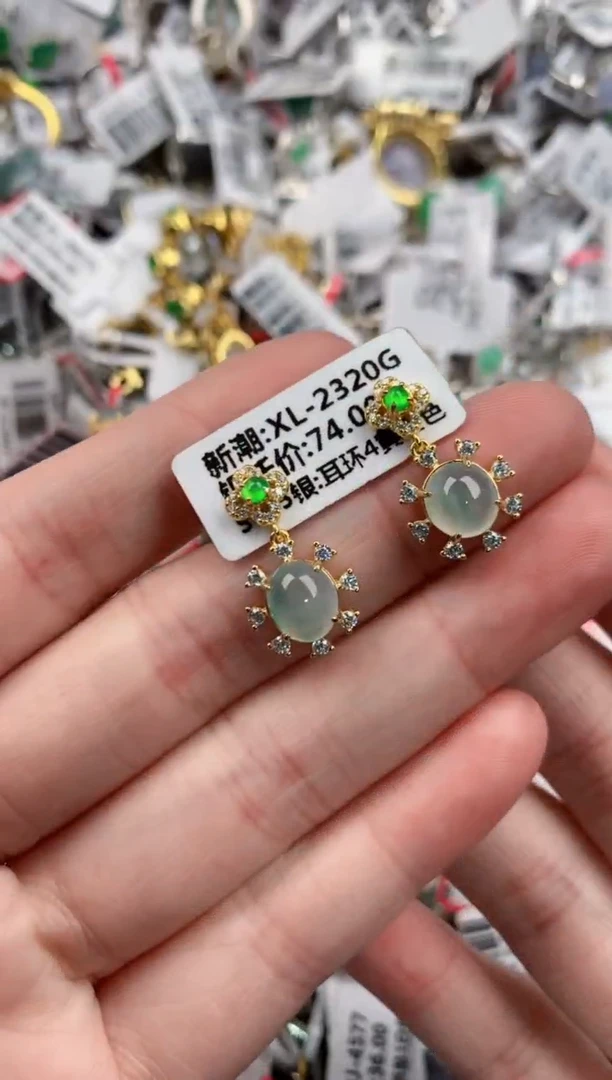 银S925镶嵌戒指翡翠12       1