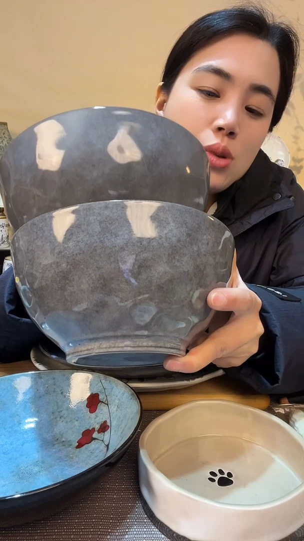 【闪购商品】瓷片2个7.5英寸复古深碗 微瑕介意勿拍