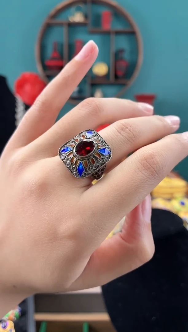 非遗手工花丝镶嵌戒指