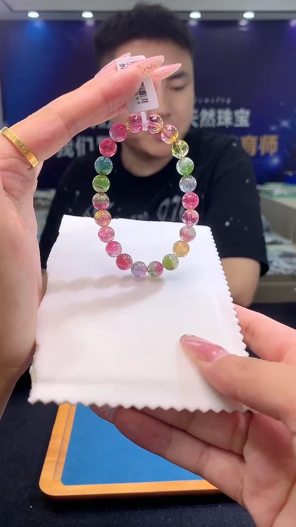 手链未镶嵌碧玺SSSS级玻璃体西瓜碧玺单圈8D