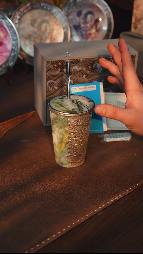 瓷鎏银祥龙可乐杯