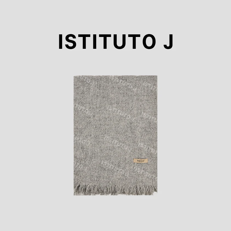 ISTITUTO J冬季百搭时尚经典高品质简约羊毛泰迪绒围巾