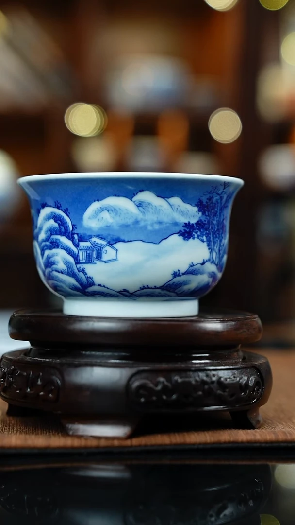 雪景山水意境陶瓷