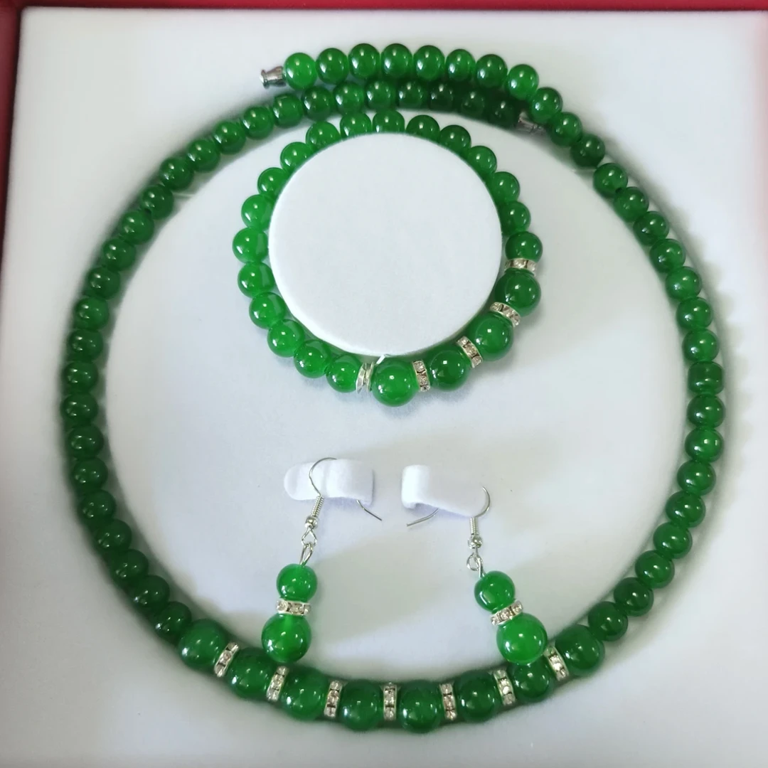 【赠礼盒】手链耳环项链送妈妈绿色三件套古风