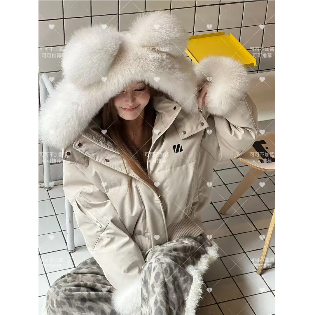 【艺艺推荐】【露思同款】真狐狸毛大毛领短款设计款羽绒服S421