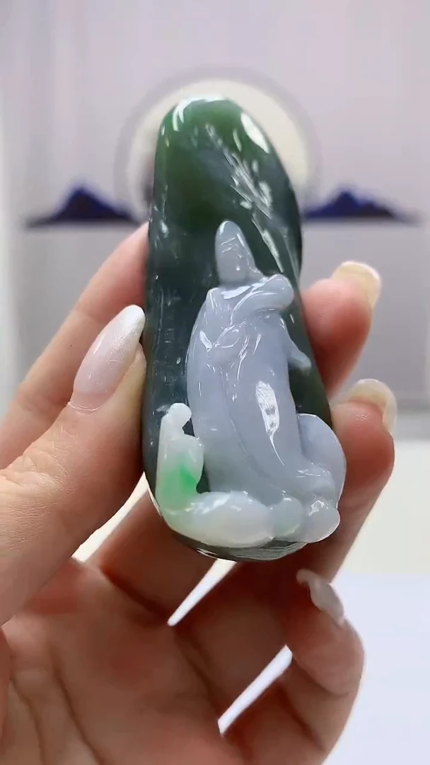 定制翡翠未镶嵌5159ms-毛货120观音