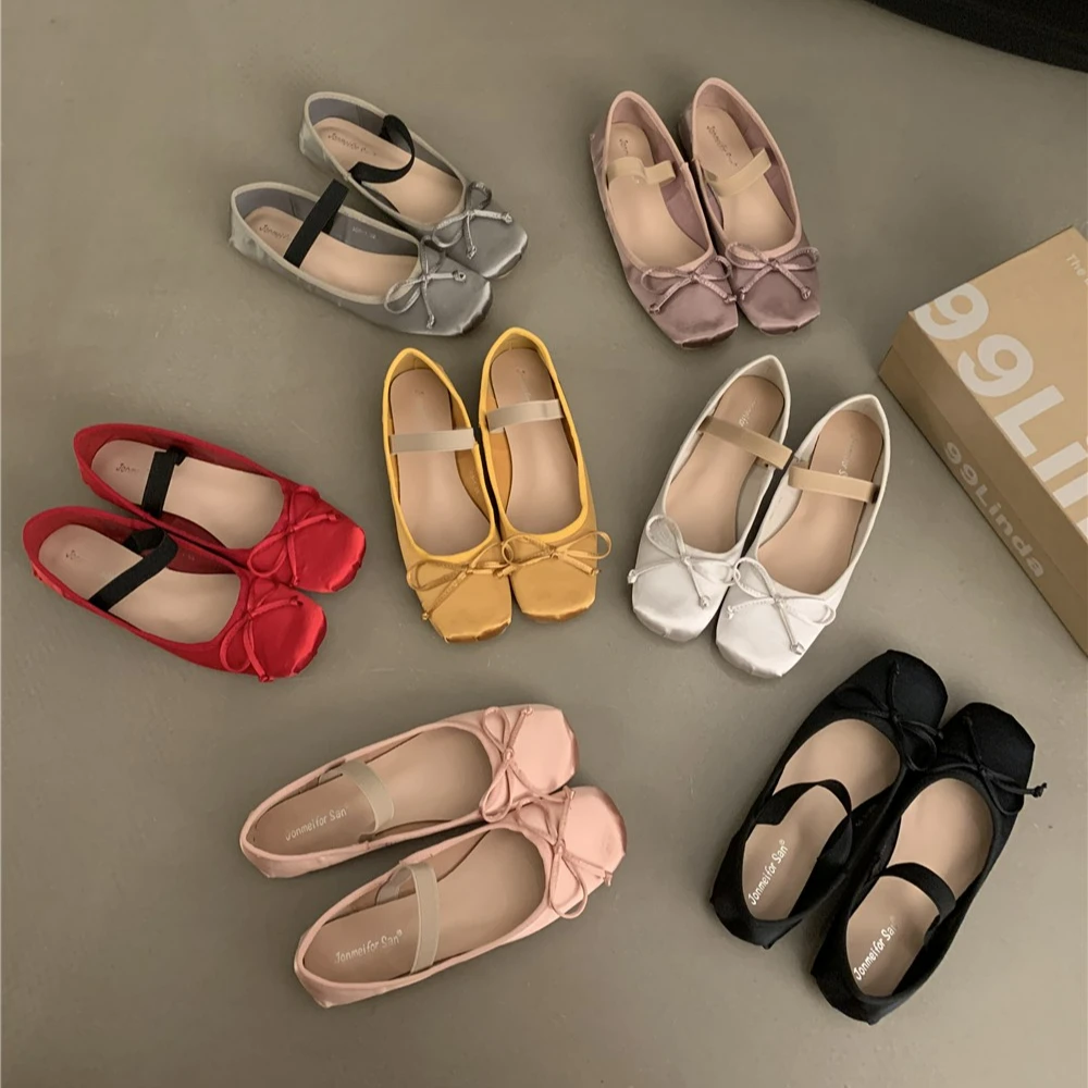 晚晚鞋子平底温柔法式单鞋软底芭蕾舞鞋2024秋冬新款红色女鞋1