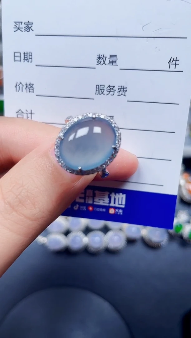 银S925镶嵌戒指翡翠100