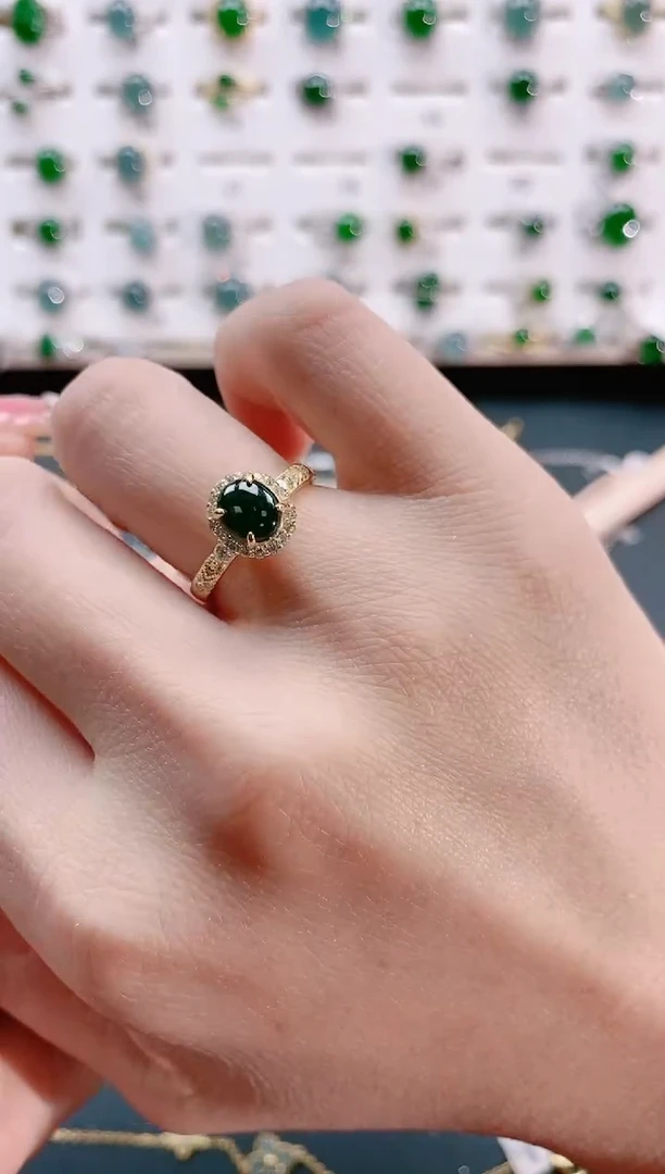 【闪购商品】翡翠戒指银S925镶嵌天然翡翠