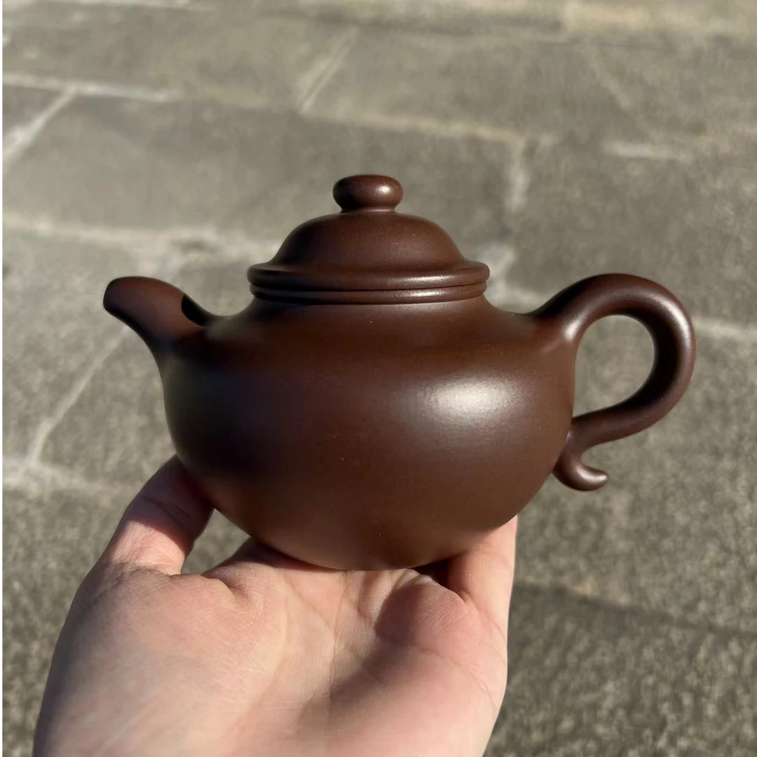 宜兴紫砂壶原矿老紫泥大亨莲子紫砂壶250CC