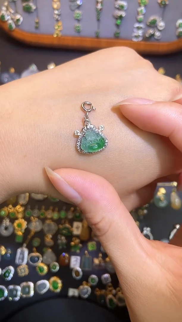 翡翠银S925镶嵌颈饰天然a货翡翠