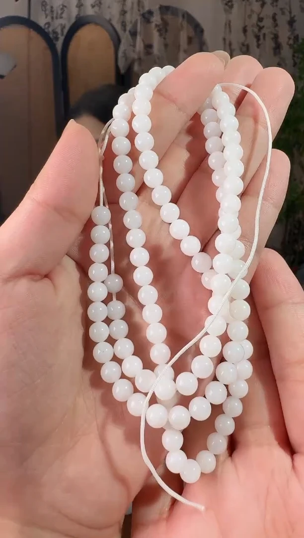 颈饰未镶嵌和田玉白玉108