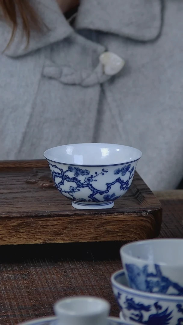 【闪购商品】折葵非器手工手绘岁寒三友撇口杯