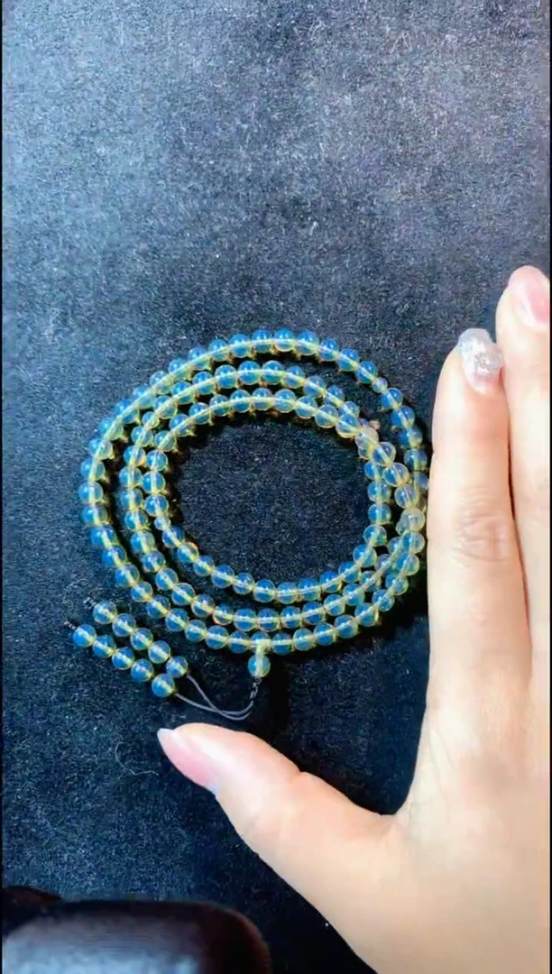 【闪购商品】琥珀珠宝奇石未镶嵌5MM墨西哥蓝珀108佛珠