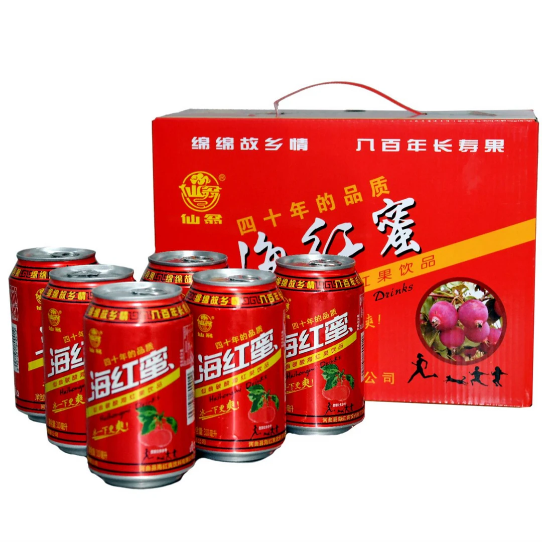 仙翁海红蜜山西河曲特产果汁碳酸饮料网红夏天解渴饮品310ml*12罐