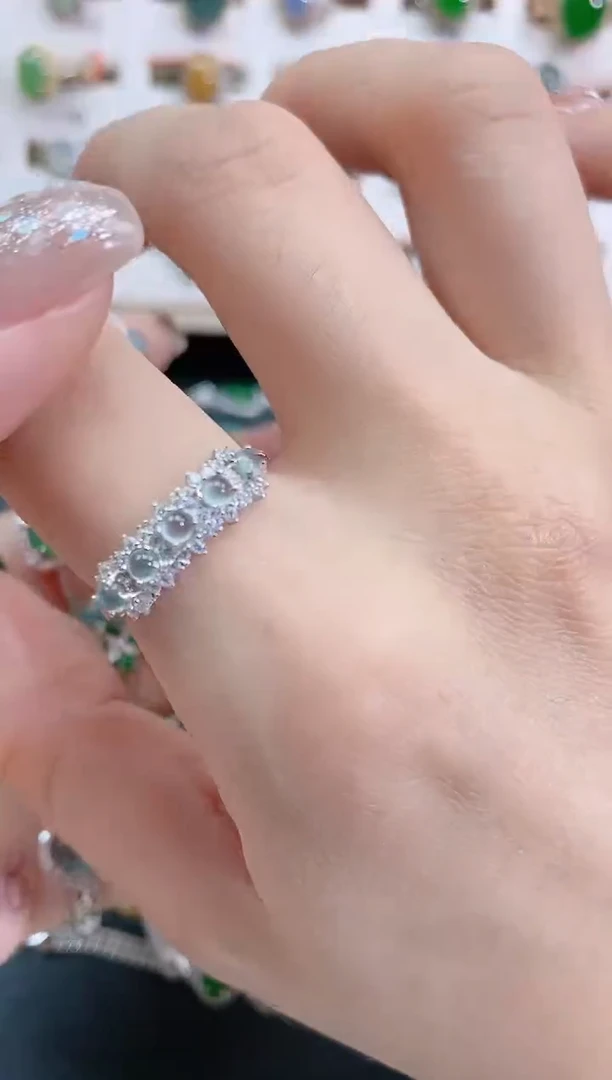 银S925镶嵌戒指翡翠天然翡翠