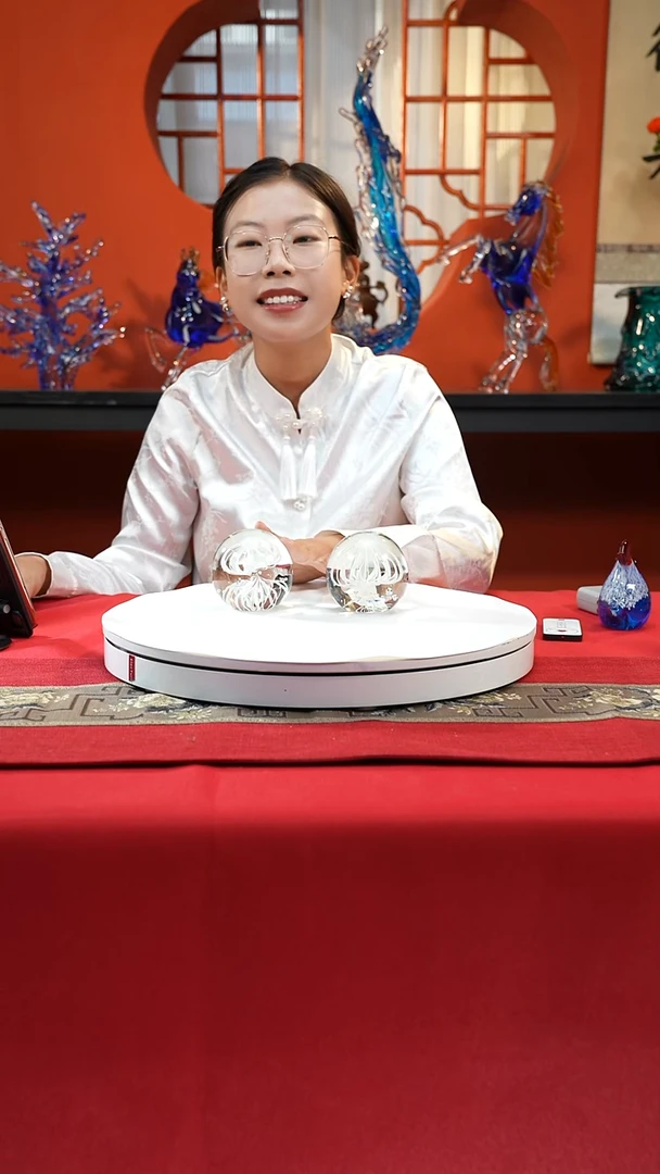 琉璃手工艺品花球一对