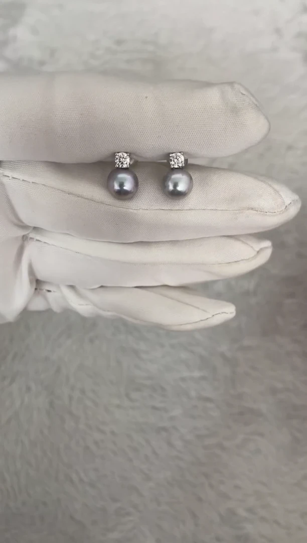 银S925镶嵌海水珍珠耳饰AK真多麻戴妃7.5-8mm