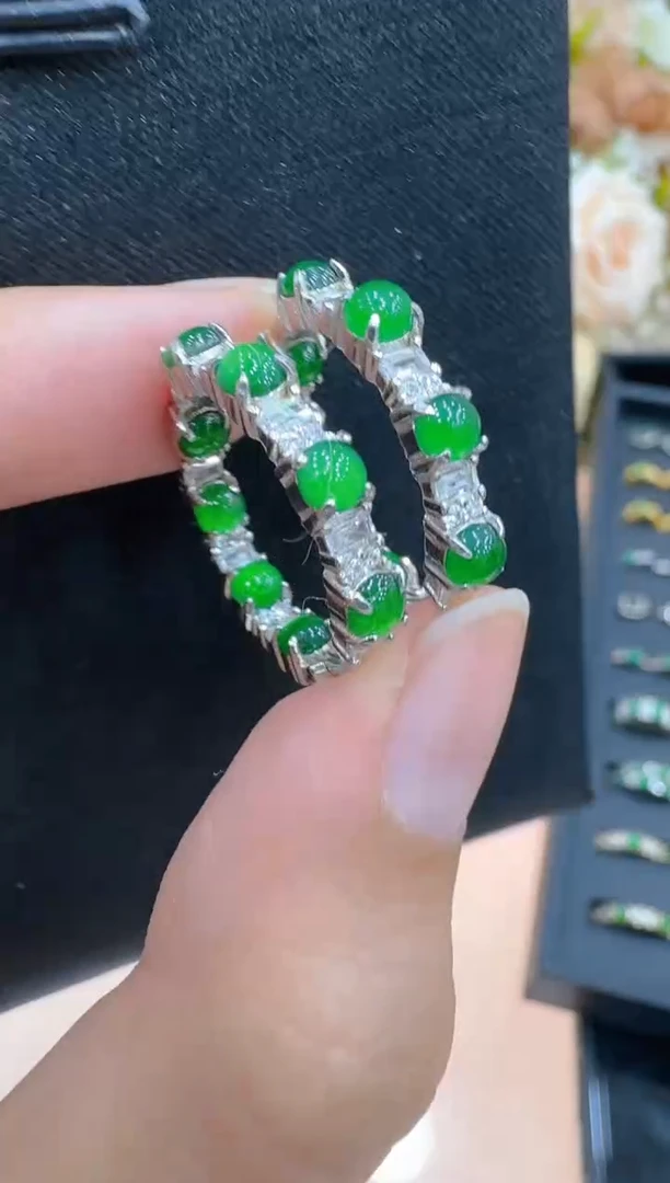 银S925镶嵌翡翠耳饰多样性团购发一件