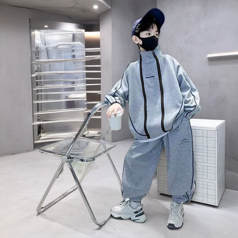 男童秋装套装2025新款时髦中大儿童春秋季运动洋气痞帅男孩衣服潮