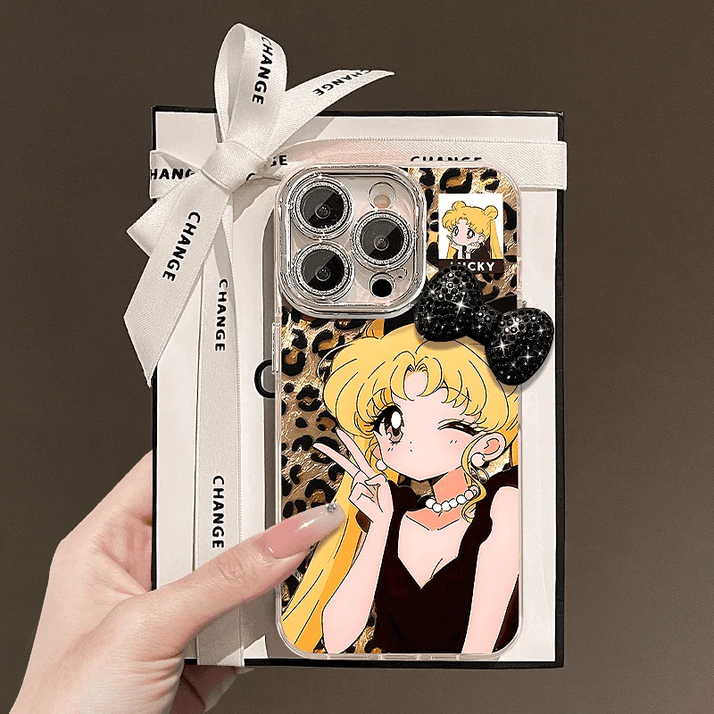 豹纹美少女适用苹果15华为vivo/oppo小米iPhone精孔冰川纹手机壳