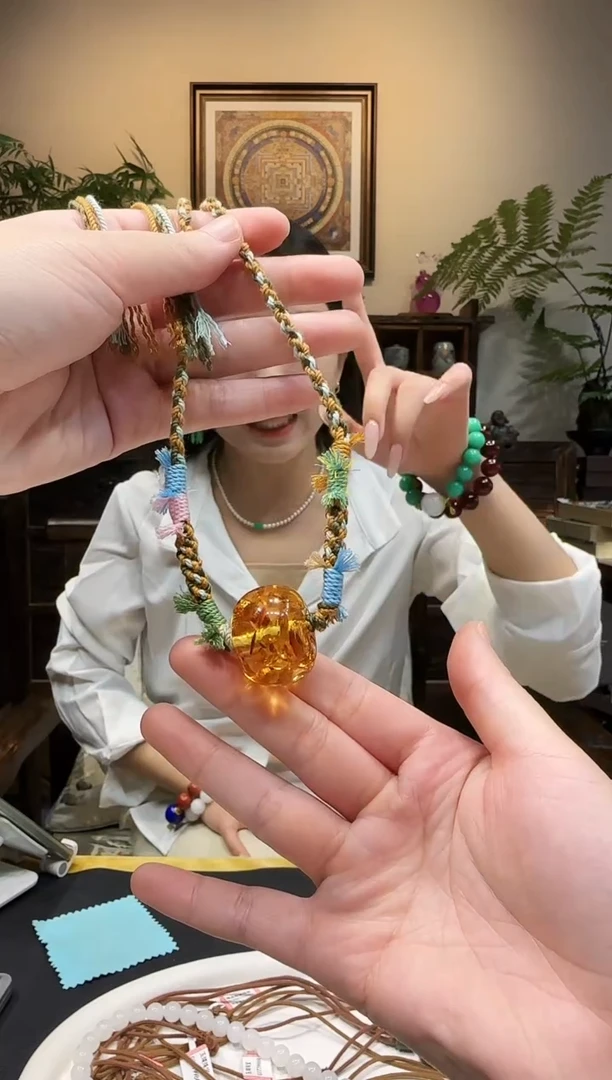 琥珀（花珀）颈饰未镶嵌项链