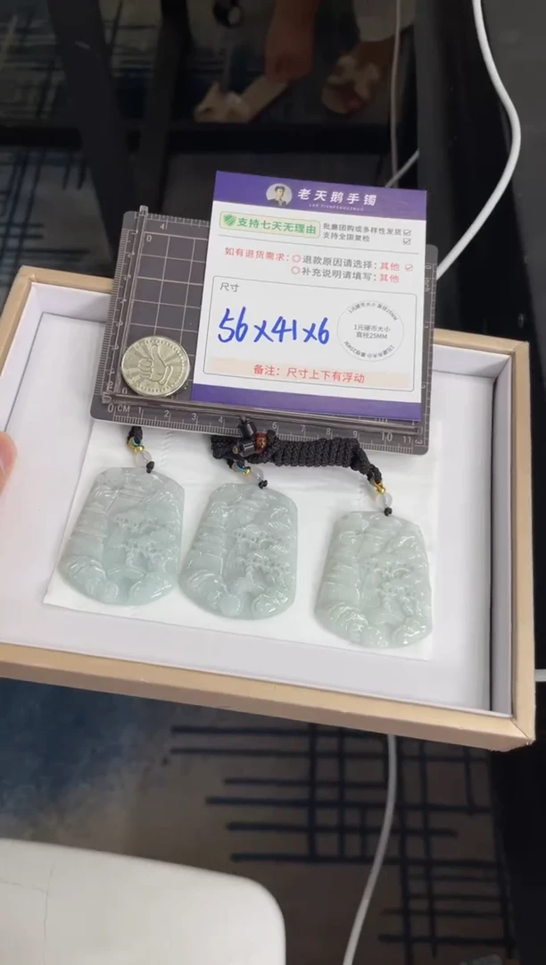 未镶嵌挂件翡翠山水牌F8配绳/多样性发其一CP