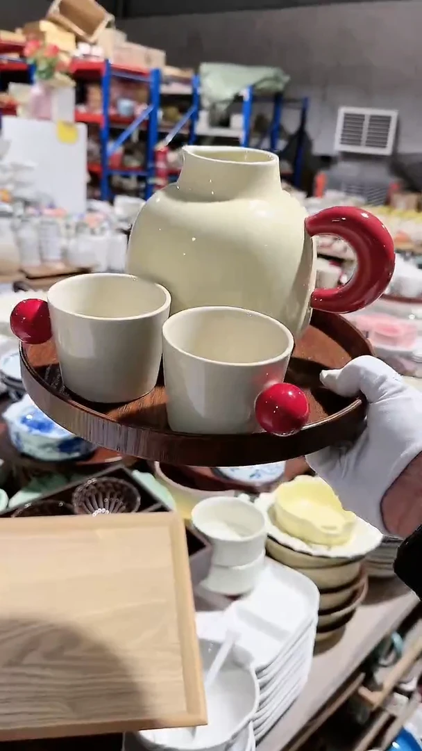 【闪购商品】瓷片一壶2杯3件套微瑕 凑满20元包邮