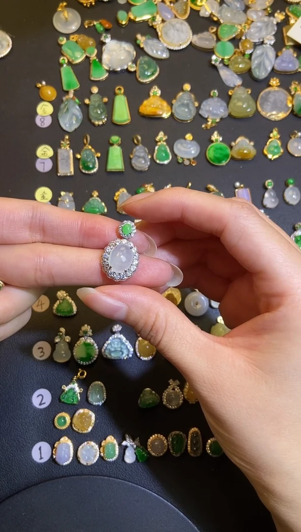 吊坠(不含链)银S925镶嵌翡翠1