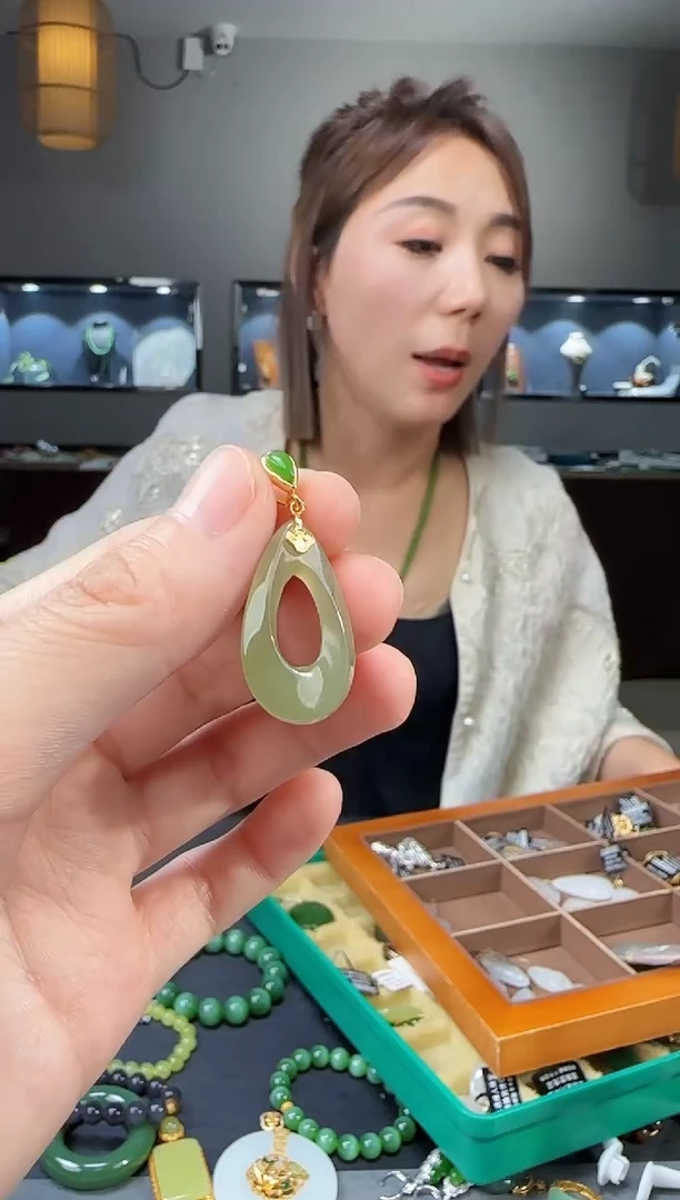 和田玉银S925镶嵌吊坠(不含链)1