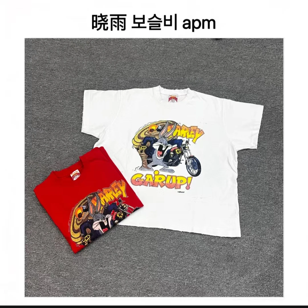韩国东大门 公鸡/NO退/狂野兔八哥字母T恤