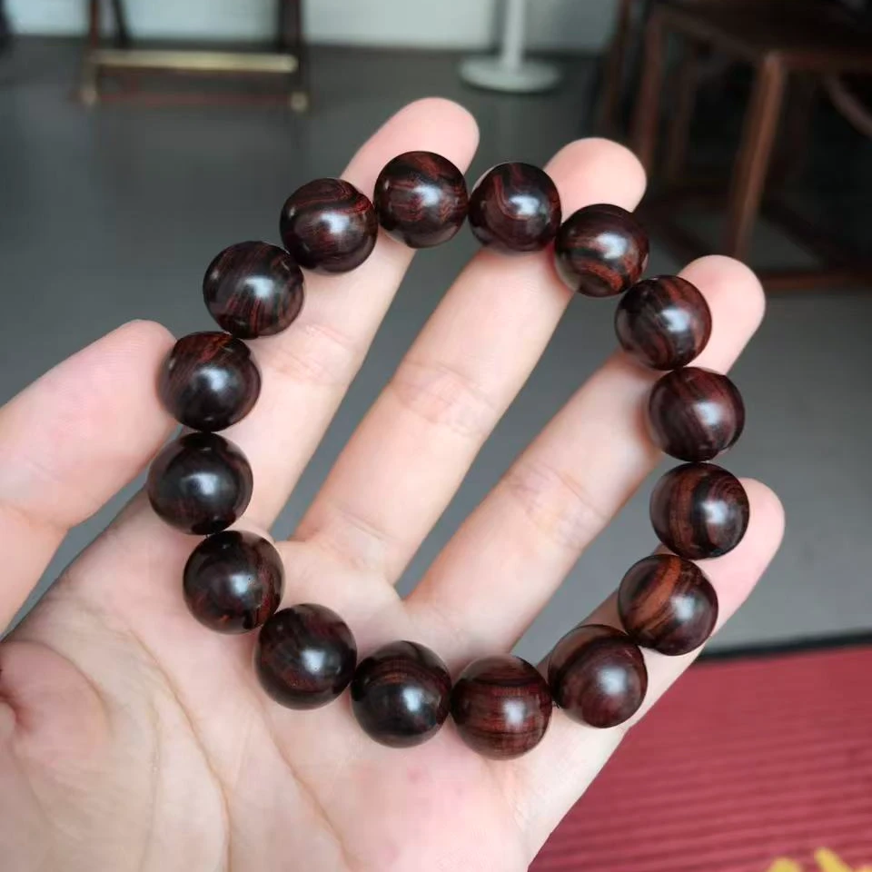 【浮生甄选】海南黄花梨油梨多彩1.3黑线顺纹手串FS047