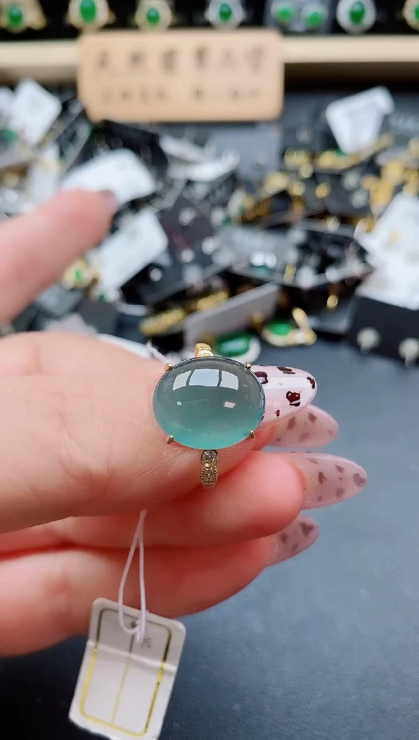 银S925镶嵌戒指翡翠1