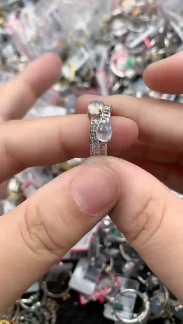 银S925镶嵌戒指翡翠13     6