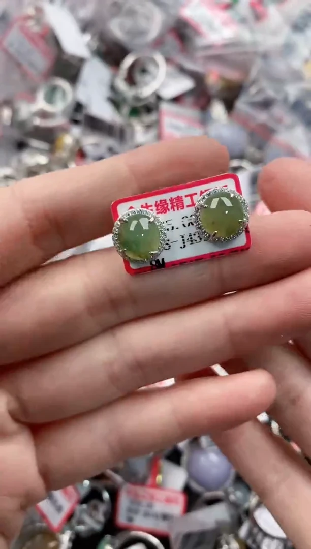 银S925镶嵌戒指翡翠444----5